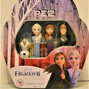 NEW Frozen II 4 Pez in Tin:Anna Olaf Elsa Kristoff